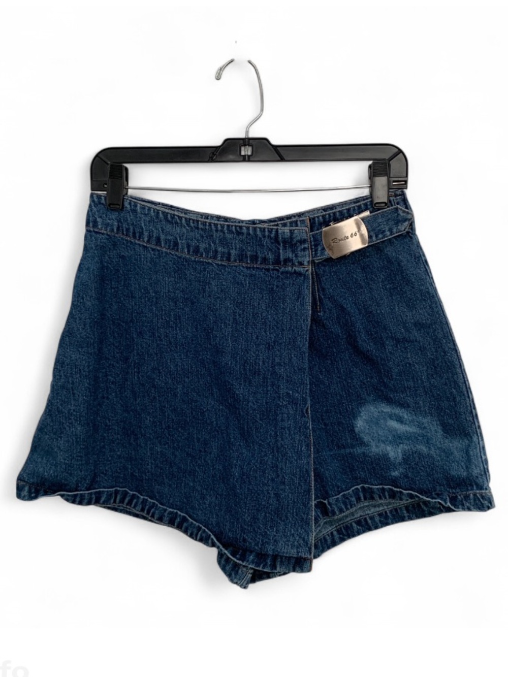 Route 66 Dark Blue High-Rise Denim Wrap Shorts